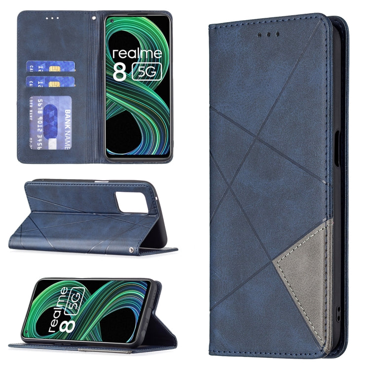 Rhombus Texture Horizontal Flip Magnetic Leather Case with Holder & Card Slots, For OPPO Realme C21 / C20, For OPPO Realme 8 5G / V13
