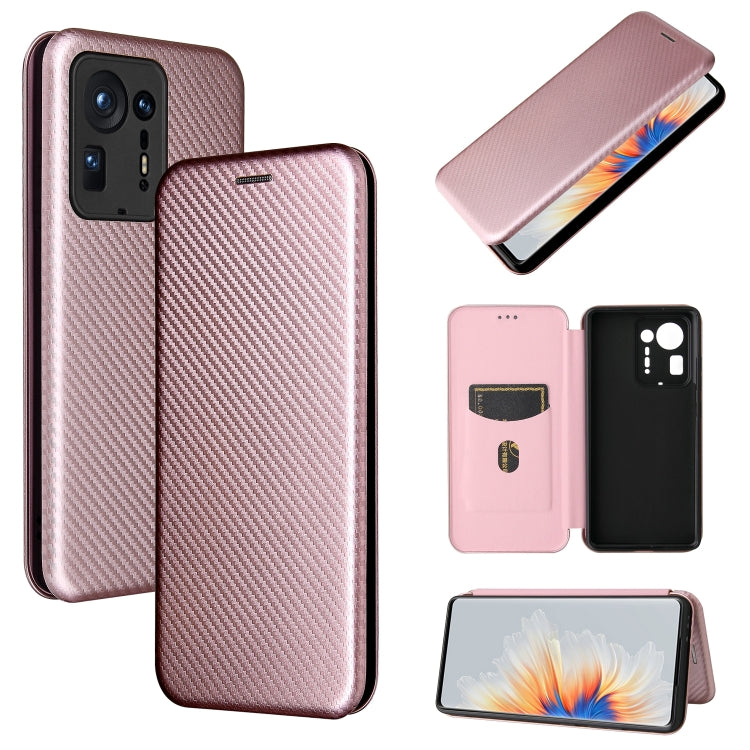 Carbon Fiber Texture Magnetic Horizontal Flip TPU + PC + PU Leather Case with Card Slot, For Xiaomi Mix 4
