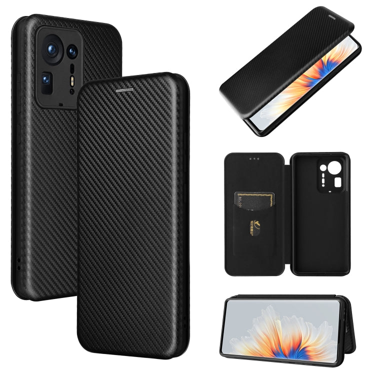 Carbon Fiber Texture Magnetic Horizontal Flip TPU + PC + PU Leather Case with Card Slot, For Xiaomi Mix 4