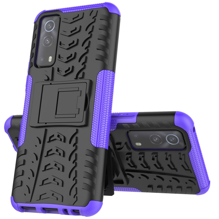 Tire Texture Shockproof TPU+PC Protective Case with Holder, For OnePlus Nord 2 5G, For OPPO A94 4G, For OPPO Realme V13 5G, For Sony Xperia 1 III, For Vivo iQOO Z3