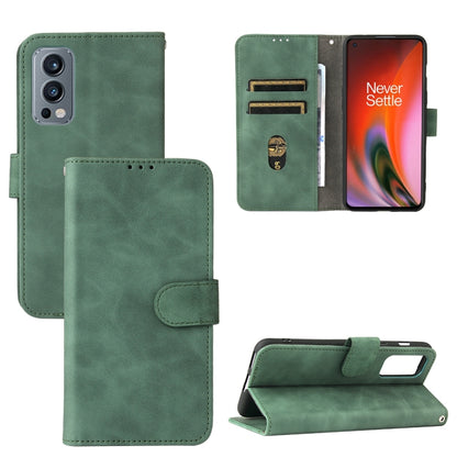 Solid Color Skin Feel Magnetic Buckle Horizontal Flip Calf Texture PU Leather Case with Holder & Card Slots & Wallet, For OnePlus Nord 2 5G