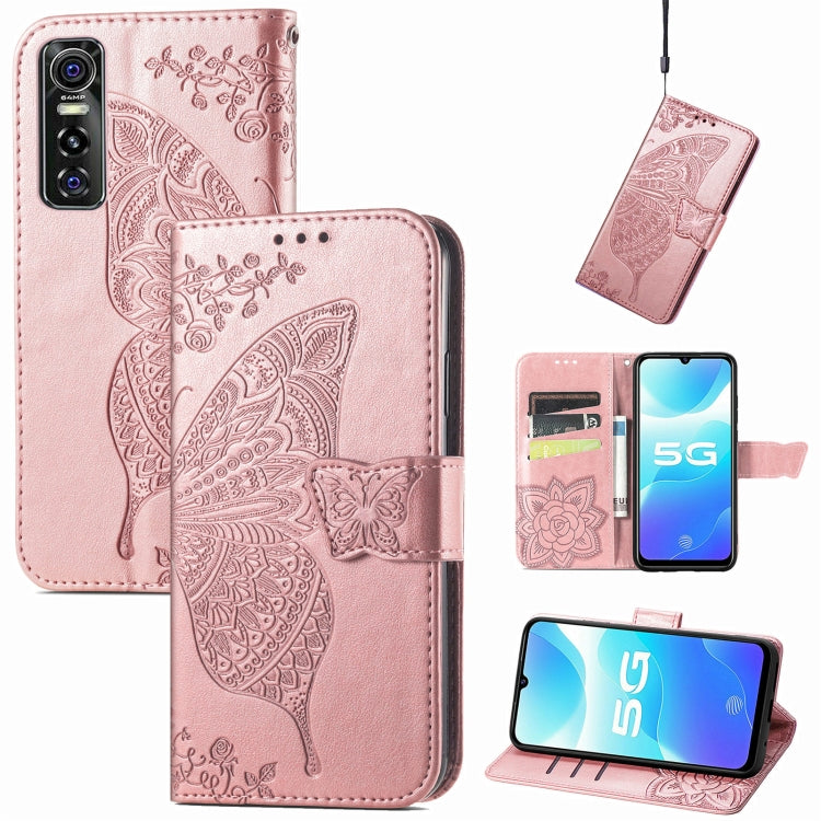 Butterfly Love Flowers Embossed Horizontal Flip Leather Case with Holder & Card Slots & Wallet & Lanyard, For OPPO Realme C20, For vivo S7e, For vivo S10 / S10 Pro