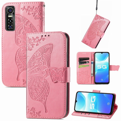 Butterfly Love Flowers Embossed Horizontal Flip Leather Case with Holder & Card Slots & Wallet & Lanyard, For OPPO Realme C20, For vivo S7e, For vivo S10 / S10 Pro