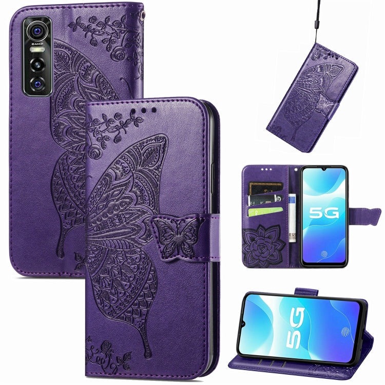 Butterfly Love Flowers Embossed Horizontal Flip Leather Case with Holder & Card Slots & Wallet & Lanyard, For OPPO Realme C20, For vivo S7e, For vivo S10 / S10 Pro