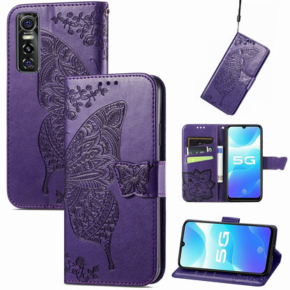 Butterfly Love Flowers Embossed Horizontal Flip Leather Case with Holder & Card Slots & Wallet & Lanyard, For OPPO Realme C20, For vivo S7e, For vivo S10 / S10 Pro