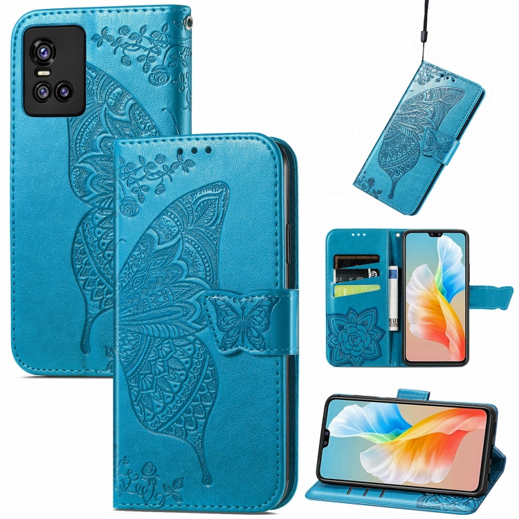 Butterfly Love Flowers Embossed Horizontal Flip Leather Case with Holder & Card Slots & Wallet & Lanyard, For OPPO Realme C20, For vivo S7e, For vivo S10 / S10 Pro