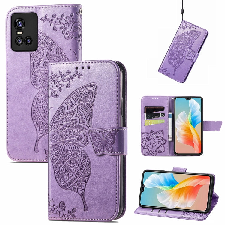 Butterfly Love Flowers Embossed Horizontal Flip Leather Case with Holder & Card Slots & Wallet & Lanyard, For OPPO Realme C20, For vivo S7e, For vivo S10 / S10 Pro