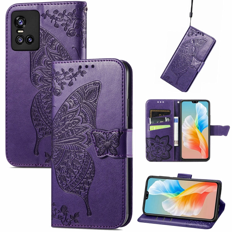 Butterfly Love Flowers Embossed Horizontal Flip Leather Case with Holder & Card Slots & Wallet & Lanyard, For OPPO Realme C20, For vivo S7e, For vivo S10 / S10 Pro
