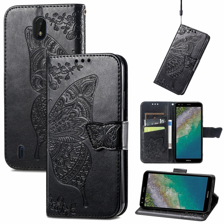 Butterfly Love Flowers Embossed Horizontal Flip Leather Case with Holder & Card Slots & Wallet & Lanyard, For CUBOT Note 20, For Nokia C01 Plus, For Nokia XR20