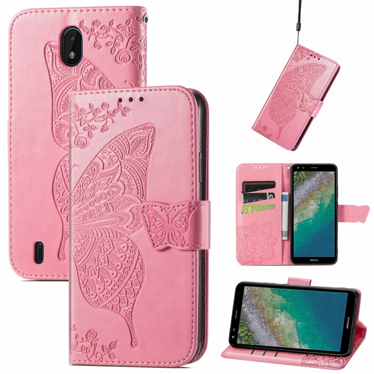 Butterfly Love Flowers Embossed Horizontal Flip Leather Case with Holder & Card Slots & Wallet & Lanyard, For CUBOT Note 20, For Nokia C01 Plus, For Nokia XR20