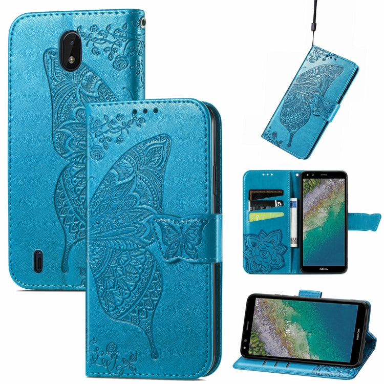 Butterfly Love Flowers Embossed Horizontal Flip Leather Case with Holder & Card Slots & Wallet & Lanyard, For CUBOT Note 20, For Nokia C01 Plus, For Nokia XR20