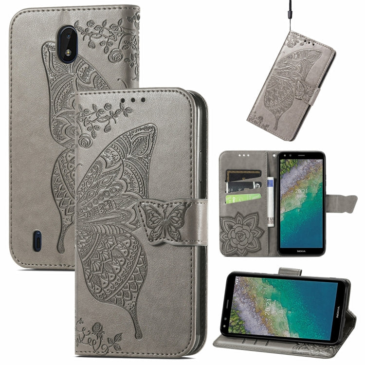 Butterfly Love Flowers Embossed Horizontal Flip Leather Case with Holder & Card Slots & Wallet & Lanyard, For CUBOT Note 20, For Nokia C01 Plus, For Nokia XR20