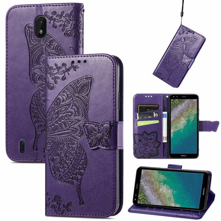 Butterfly Love Flowers Embossed Horizontal Flip Leather Case with Holder & Card Slots & Wallet & Lanyard, For CUBOT Note 20, For Nokia C01 Plus, For Nokia XR20