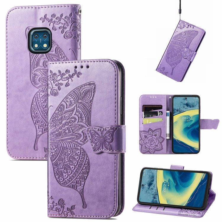 Butterfly Love Flowers Embossed Horizontal Flip Leather Case with Holder & Card Slots & Wallet & Lanyard, For CUBOT Note 20, For Nokia C01 Plus, For Nokia XR20
