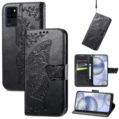 Butterfly Love Flowers Embossed Horizontal Flip Leather Case with Holder & Card Slots & Wallet & Lanyard, For Oukitel C21, For OnePlus Nord 2 5G, For ZTE Blade A51