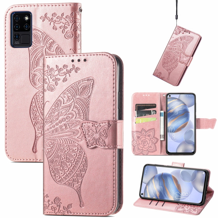 Butterfly Love Flowers Embossed Horizontal Flip Leather Case with Holder & Card Slots & Wallet & Lanyard, For Oukitel C21, For OnePlus Nord 2 5G, For ZTE Blade A51
