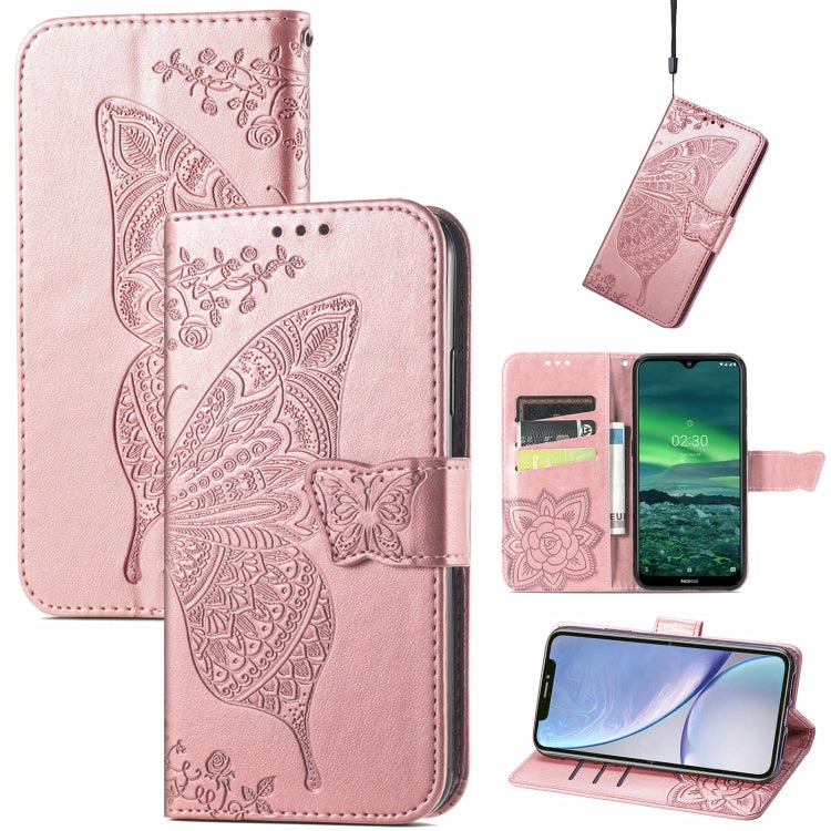 Butterfly Love Flowers Embossed Horizontal Flip Leather Case with Holder & Card Slots & Wallet & Lanyard, For Oukitel C21, For OnePlus Nord 2 5G, For ZTE Blade A51
