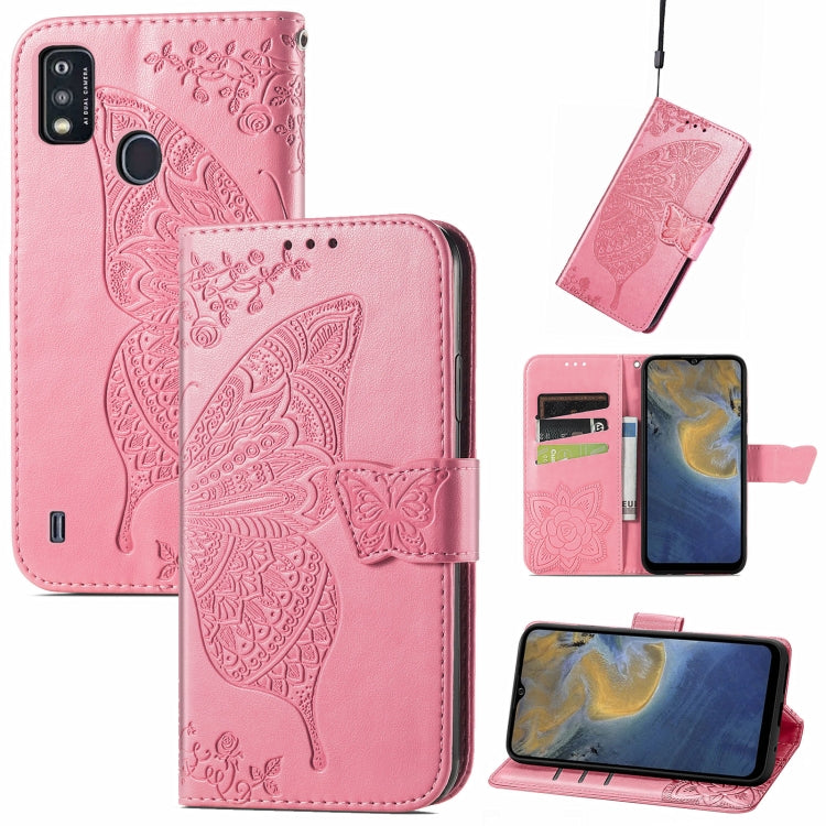Butterfly Love Flowers Embossed Horizontal Flip Leather Case with Holder & Card Slots & Wallet & Lanyard, For Oukitel C21, For OnePlus Nord 2 5G, For ZTE Blade A51