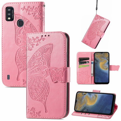 Butterfly Love Flowers Embossed Horizontal Flip Leather Case with Holder & Card Slots & Wallet & Lanyard, For Oukitel C21, For OnePlus Nord 2 5G, For ZTE Blade A51