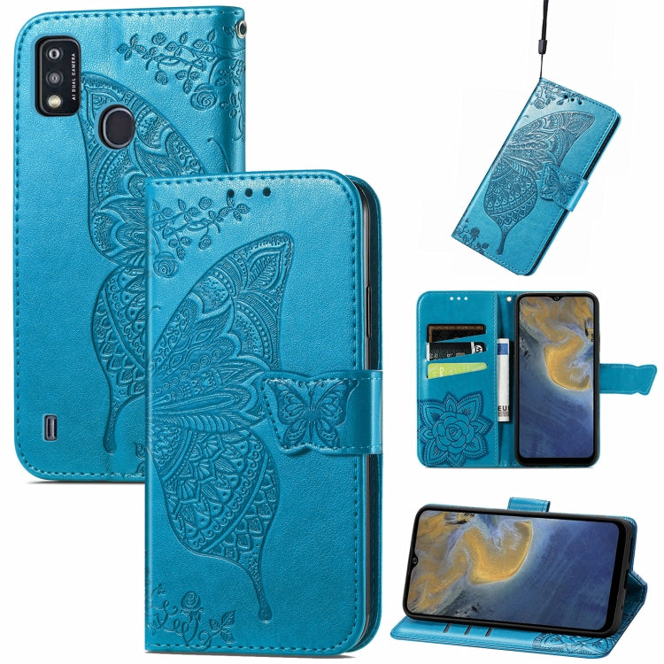 Butterfly Love Flowers Embossed Horizontal Flip Leather Case with Holder & Card Slots & Wallet & Lanyard, For Oukitel C21, For OnePlus Nord 2 5G, For ZTE Blade A51