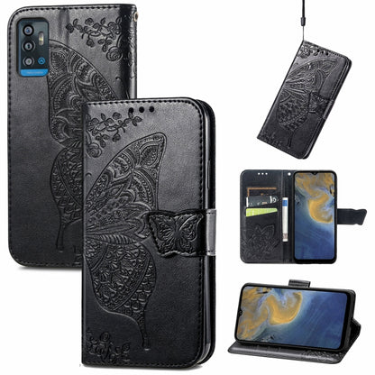 Butterfly Love Flowers Embossed Horizontal Flip Leather Case with Holder & Card Slots & Wallet & Lanyard, For ZTE Blade A71
