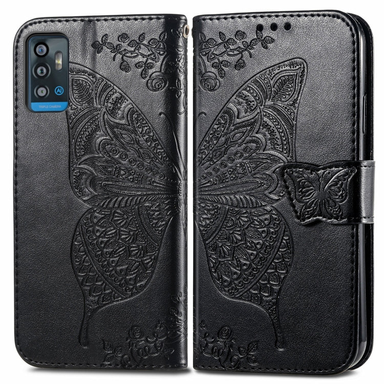 Butterfly Love Flowers Embossed Horizontal Flip Leather Case with Holder & Card Slots & Wallet & Lanyard, For ZTE Blade A71