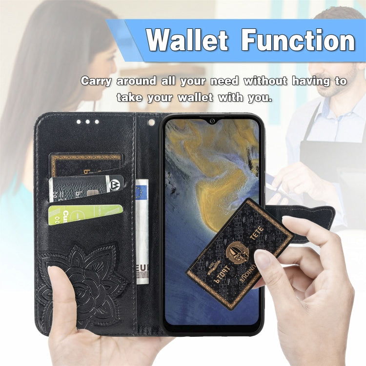 Butterfly Love Flowers Embossed Horizontal Flip Leather Case with Holder & Card Slots & Wallet & Lanyard, For ZTE Blade A71