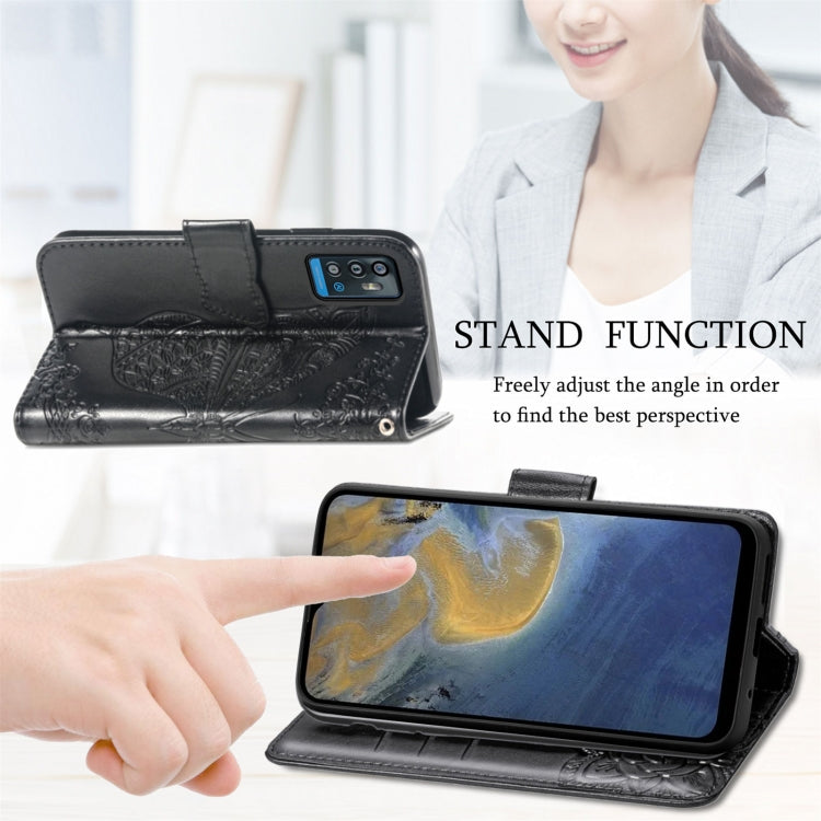 Butterfly Love Flowers Embossed Horizontal Flip Leather Case with Holder & Card Slots & Wallet & Lanyard, For ZTE Blade A71