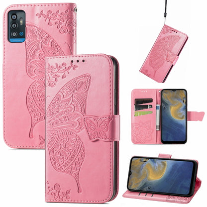 Butterfly Love Flowers Embossed Horizontal Flip Leather Case with Holder & Card Slots & Wallet & Lanyard, For ZTE Blade A71