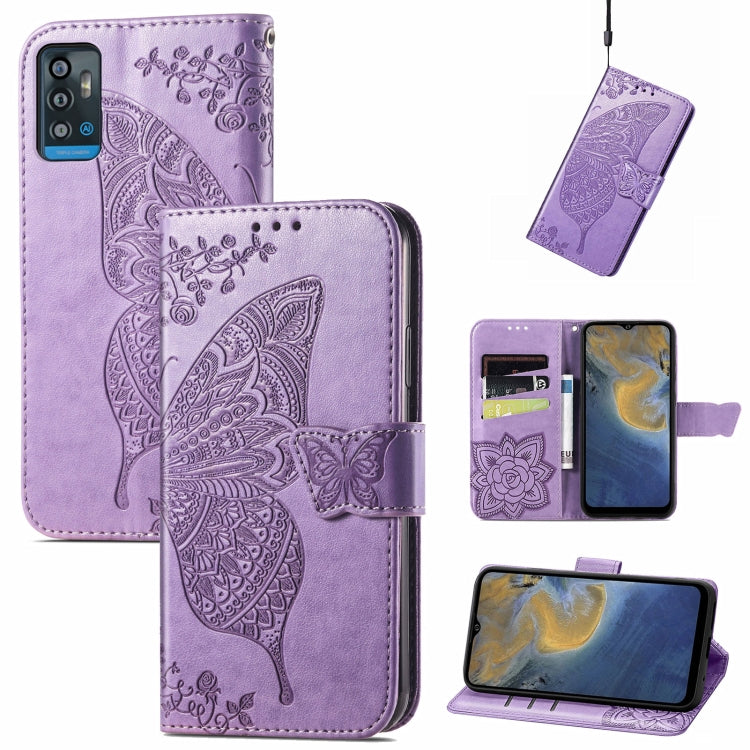 Butterfly Love Flowers Embossed Horizontal Flip Leather Case with Holder & Card Slots & Wallet & Lanyard, For ZTE Blade A71