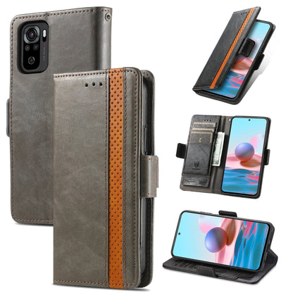 CaseNeo Business Splicing Dual Magnetic Buckle Horizontal Flip PU Leather Case with Holder & Card Slots & Wallet, For Xiaomi Redmi Note 10, For Xiaomi Redmi Note 10 5G, For Xiaomi Redmi 10, For Xiaomi Redmi K40 Gaming