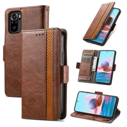 CaseNeo Business Splicing Dual Magnetic Buckle Horizontal Flip PU Leather Case with Holder & Card Slots & Wallet, For Xiaomi Redmi Note 10, For Xiaomi Redmi Note 10 5G, For Xiaomi Redmi 10, For Xiaomi Redmi K40 Gaming