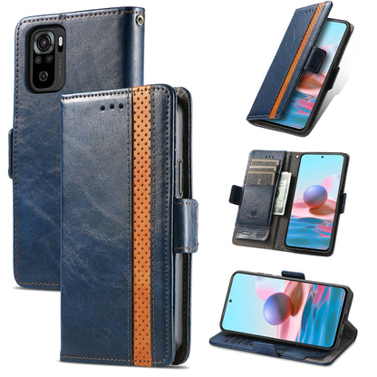 CaseNeo Business Splicing Dual Magnetic Buckle Horizontal Flip PU Leather Case with Holder & Card Slots & Wallet, For Xiaomi Redmi Note 10, For Xiaomi Redmi Note 10 5G, For Xiaomi Redmi 10, For Xiaomi Redmi K40 Gaming