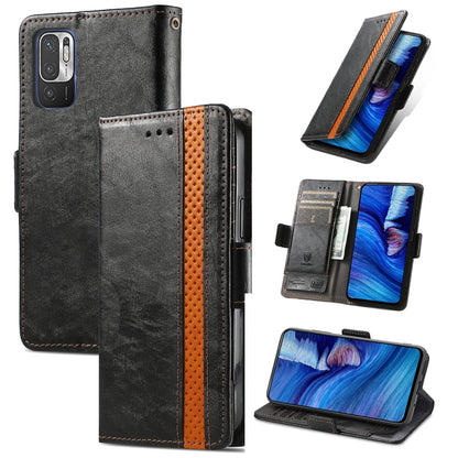 CaseNeo Business Splicing Dual Magnetic Buckle Horizontal Flip PU Leather Case with Holder & Card Slots & Wallet, For Xiaomi Redmi Note 10, For Xiaomi Redmi Note 10 5G, For Xiaomi Redmi 10, For Xiaomi Redmi K40 Gaming