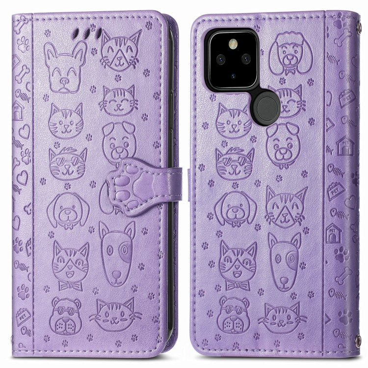 Lovely Cat and Dog Embossing Pattern Horizontal Flip Leather Case , with Holder & Card Slots & Wallet & Cartoon Clasp & Lanyard, For Google Pixel 5a 5G, For LG Velvet 2 Pro, For Motorola Edge 20 Pro