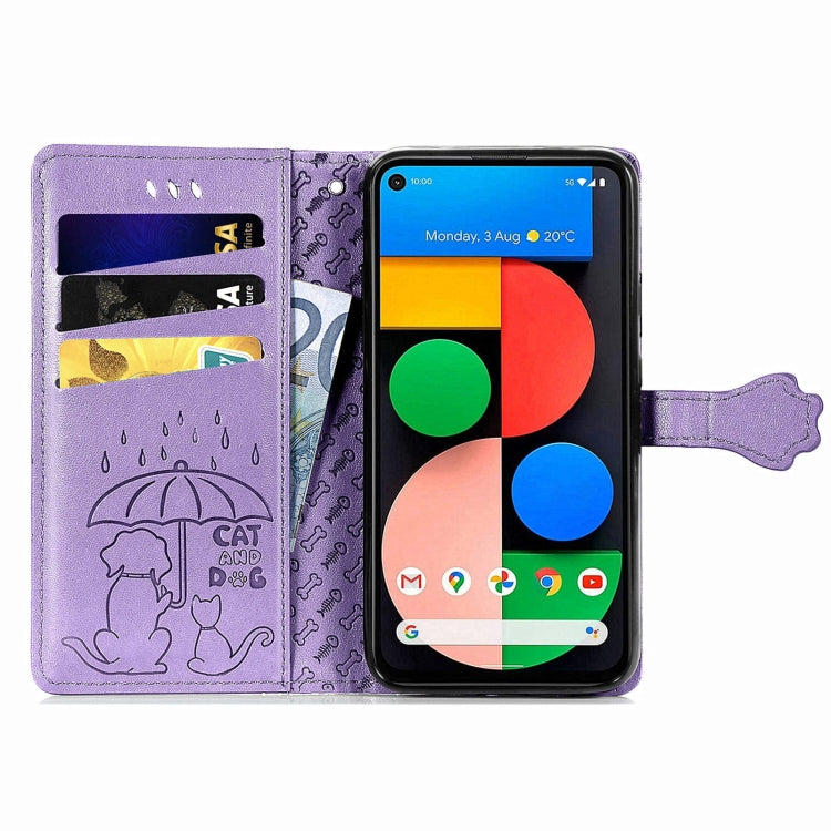 Lovely Cat and Dog Embossing Pattern Horizontal Flip Leather Case , with Holder & Card Slots & Wallet & Cartoon Clasp & Lanyard, For Google Pixel 5a 5G, For LG Velvet 2 Pro, For Motorola Edge 20 Pro