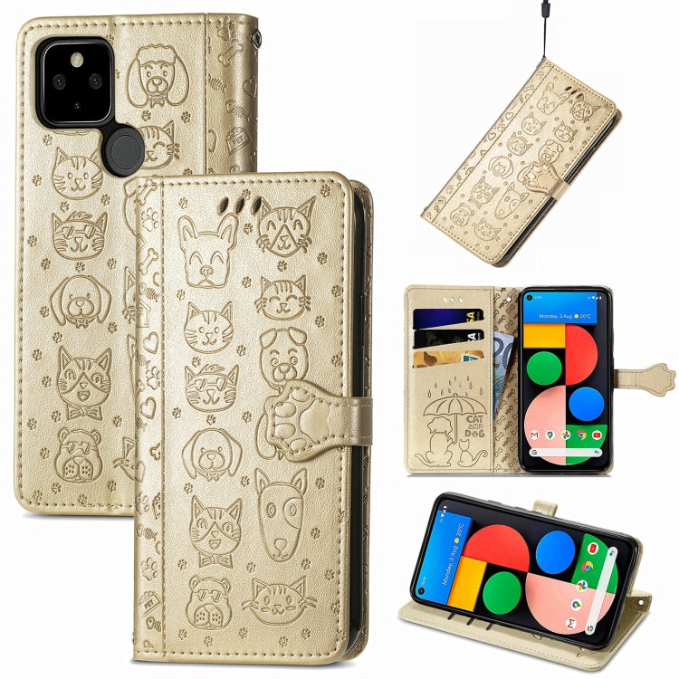 Lovely Cat and Dog Embossing Pattern Horizontal Flip Leather Case , with Holder & Card Slots & Wallet & Cartoon Clasp & Lanyard, For Google Pixel 5a 5G, For LG Velvet 2 Pro, For Motorola Edge 20 Pro
