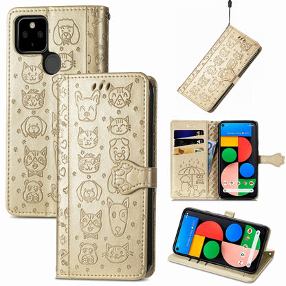 Lovely Cat and Dog Embossing Pattern Horizontal Flip Leather Case , with Holder & Card Slots & Wallet & Cartoon Clasp & Lanyard, For Google Pixel 5a 5G, For LG Velvet 2 Pro, For Motorola Edge 20 Pro