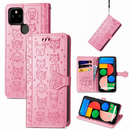 Lovely Cat and Dog Embossing Pattern Horizontal Flip Leather Case , with Holder & Card Slots & Wallet & Cartoon Clasp & Lanyard, For Google Pixel 5a 5G, For LG Velvet 2 Pro, For Motorola Edge 20 Pro