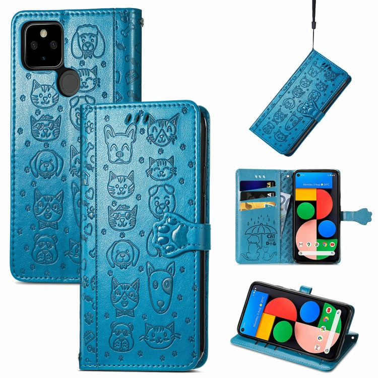 Lovely Cat and Dog Embossing Pattern Horizontal Flip Leather Case , with Holder & Card Slots & Wallet & Cartoon Clasp & Lanyard, For Google Pixel 5a 5G, For LG Velvet 2 Pro, For Motorola Edge 20 Pro