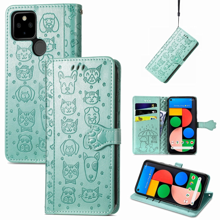 Lovely Cat and Dog Embossing Pattern Horizontal Flip Leather Case , with Holder & Card Slots & Wallet & Cartoon Clasp & Lanyard, For Google Pixel 5a 5G, For LG Velvet 2 Pro, For Motorola Edge 20 Pro