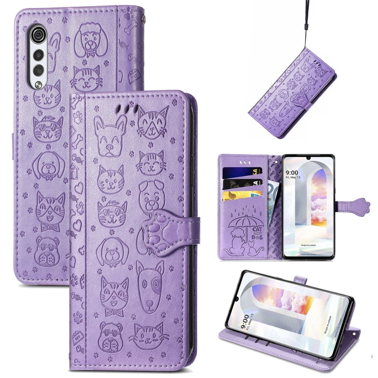 Lovely Cat and Dog Embossing Pattern Horizontal Flip Leather Case , with Holder & Card Slots & Wallet & Cartoon Clasp & Lanyard, For Google Pixel 5a 5G, For LG Velvet 2 Pro, For Motorola Edge 20 Pro