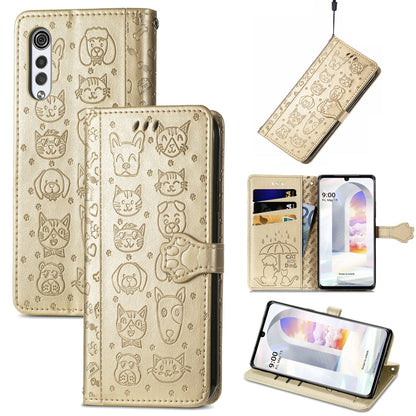 Lovely Cat and Dog Embossing Pattern Horizontal Flip Leather Case , with Holder & Card Slots & Wallet & Cartoon Clasp & Lanyard, For Google Pixel 5a 5G, For LG Velvet 2 Pro, For Motorola Edge 20 Pro
