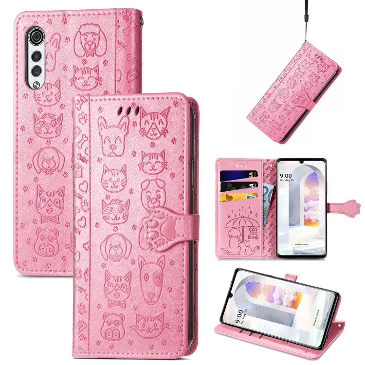 Lovely Cat and Dog Embossing Pattern Horizontal Flip Leather Case , with Holder & Card Slots & Wallet & Cartoon Clasp & Lanyard, For Google Pixel 5a 5G, For LG Velvet 2 Pro, For Motorola Edge 20 Pro