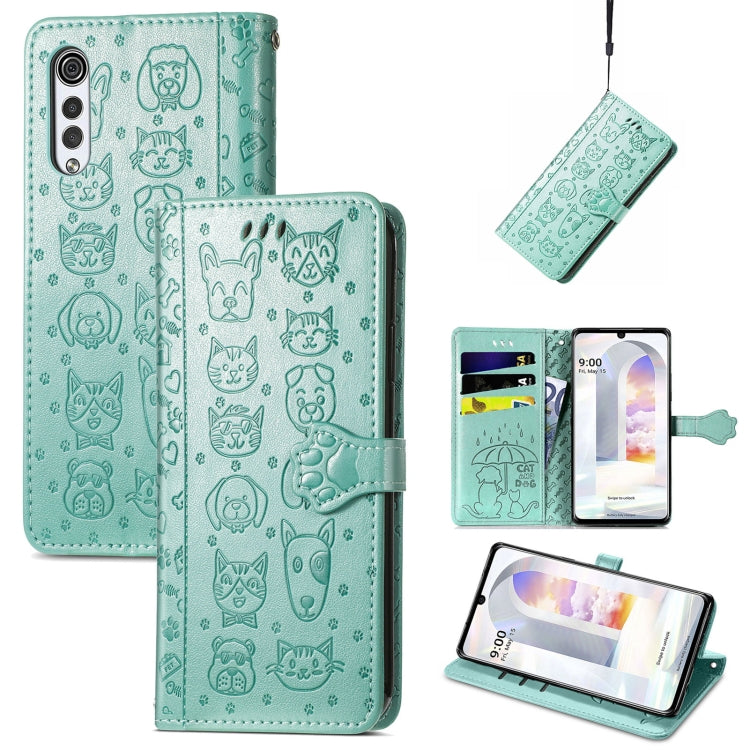 Lovely Cat and Dog Embossing Pattern Horizontal Flip Leather Case , with Holder & Card Slots & Wallet & Cartoon Clasp & Lanyard, For Google Pixel 5a 5G, For LG Velvet 2 Pro, For Motorola Edge 20 Pro