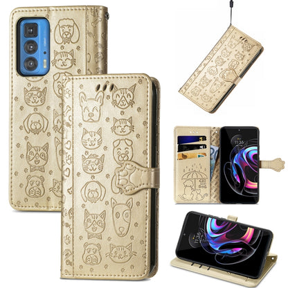 Lovely Cat and Dog Embossing Pattern Horizontal Flip Leather Case , with Holder & Card Slots & Wallet & Cartoon Clasp & Lanyard, For Google Pixel 5a 5G, For LG Velvet 2 Pro, For Motorola Edge 20 Pro