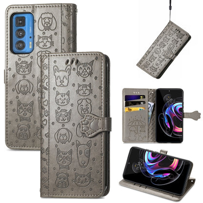 Lovely Cat and Dog Embossing Pattern Horizontal Flip Leather Case , with Holder & Card Slots & Wallet & Cartoon Clasp & Lanyard, For Google Pixel 5a 5G, For LG Velvet 2 Pro, For Motorola Edge 20 Pro