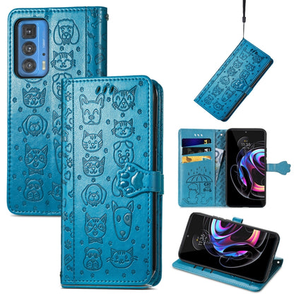 Lovely Cat and Dog Embossing Pattern Horizontal Flip Leather Case , with Holder & Card Slots & Wallet & Cartoon Clasp & Lanyard, For Google Pixel 5a 5G, For LG Velvet 2 Pro, For Motorola Edge 20 Pro