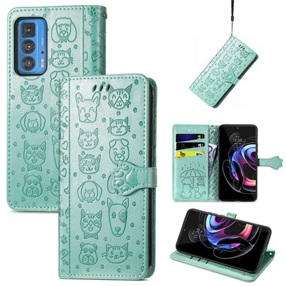 Lovely Cat and Dog Embossing Pattern Horizontal Flip Leather Case , with Holder & Card Slots & Wallet & Cartoon Clasp & Lanyard, For Google Pixel 5a 5G, For LG Velvet 2 Pro, For Motorola Edge 20 Pro