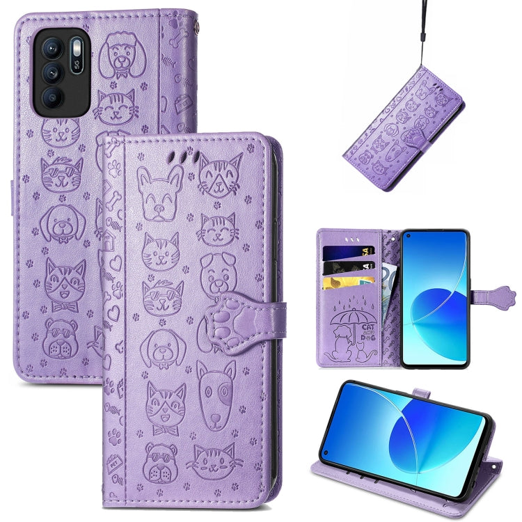 Lovely Cat and Dog Embossing Pattern Horizontal Flip Leather Case , with Holder & Card Slots & Wallet & Cartoon Clasp & Lanyard, For OPPO Reno6 Z, For OPPO Realme C20, For Xiaomi Redmi 10